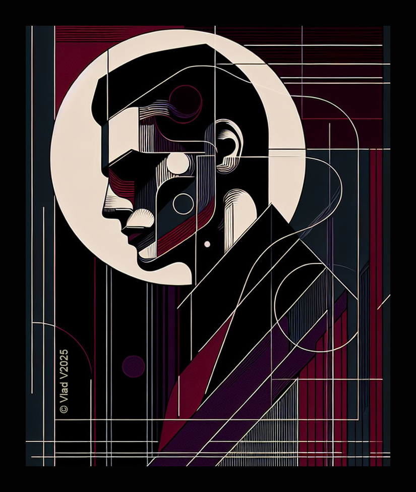 Stylized Profile of a Man with Abstract Backdrop