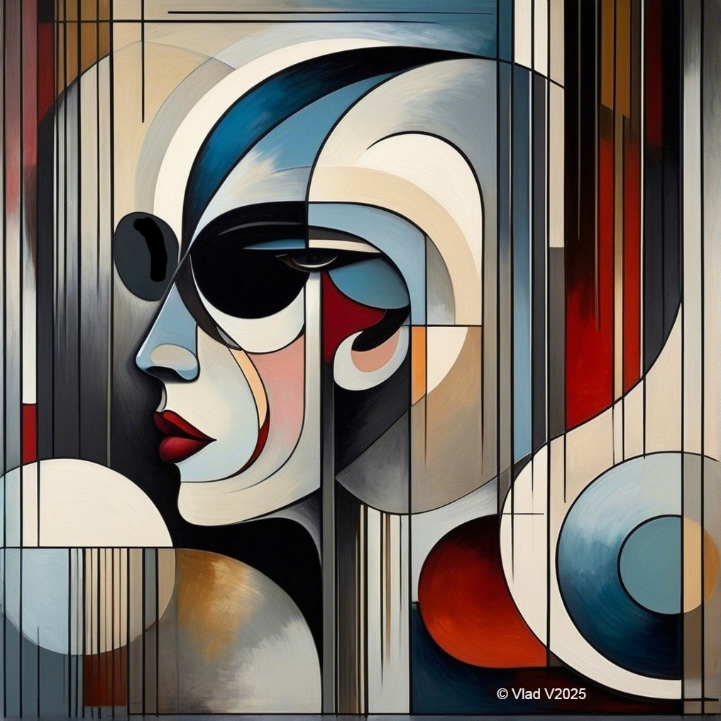 Abstract Face with Geometric Shapes and Vibrant Colors