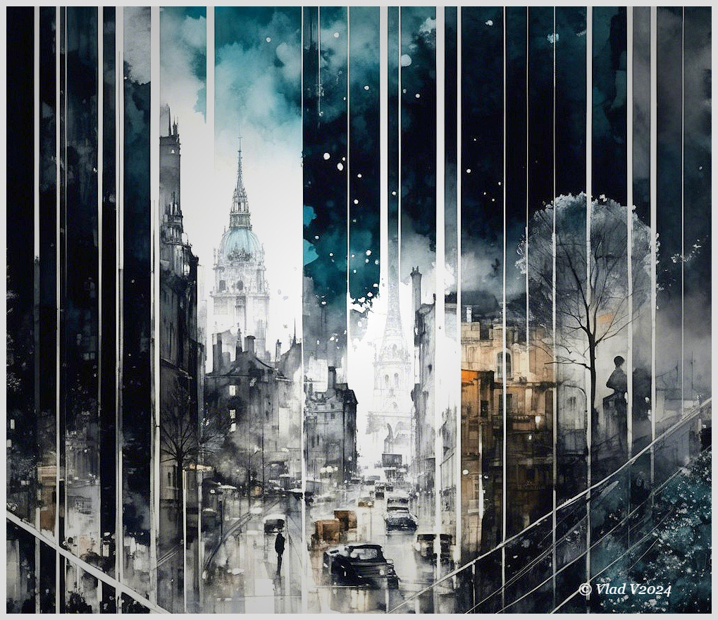 Urban Landscape with Historic and Modern Architecture