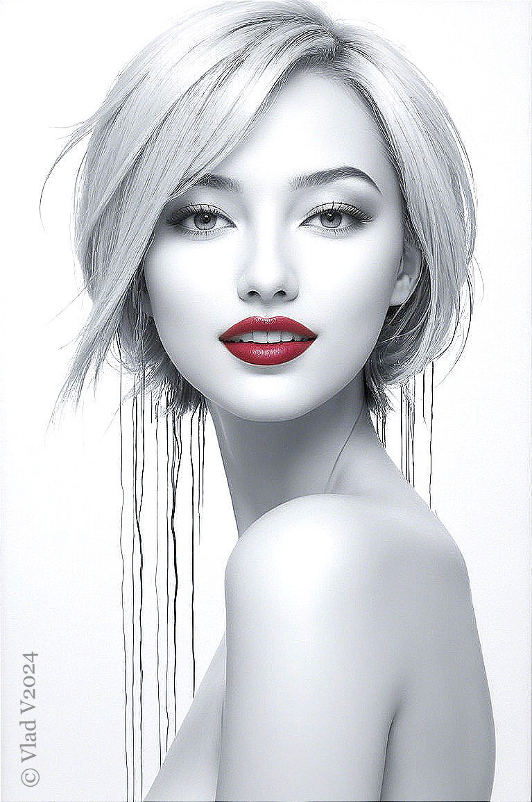 Modern Portrait of a Woman with Bold Features