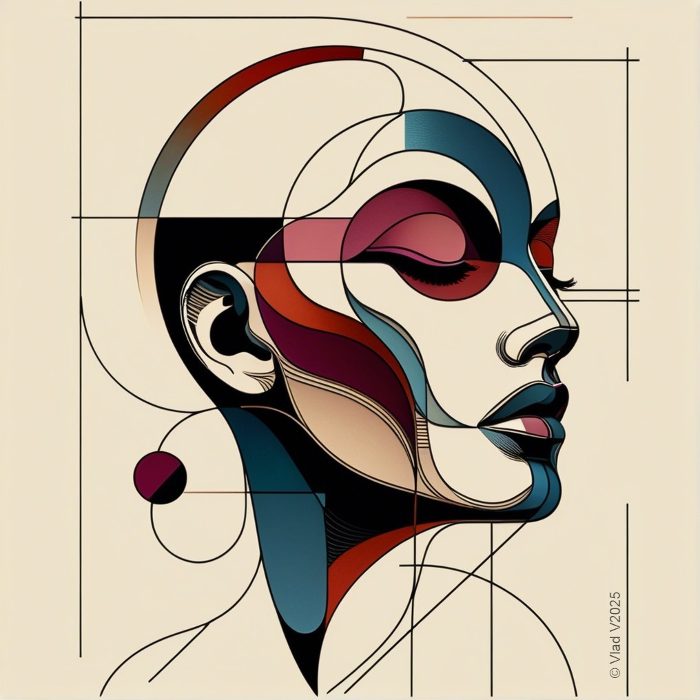 Stylized Female Profile Illustration with Bold Colors