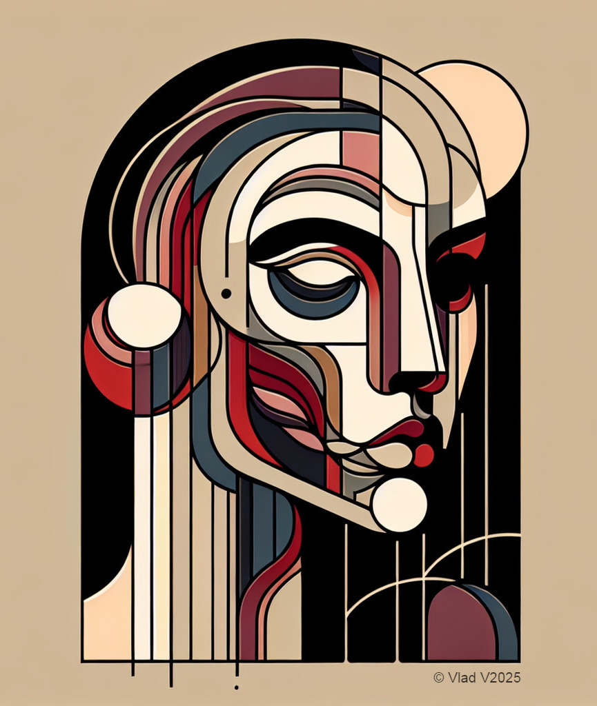 Abstract Portrait of a Woman with Bold Colors