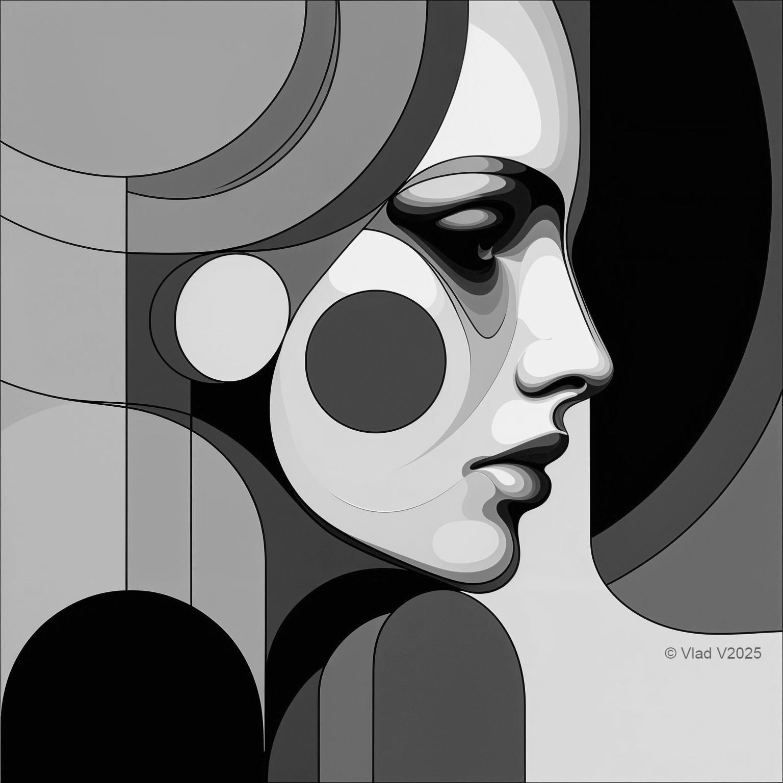 Monochromatic Stylized Portrait of a Woman's Face