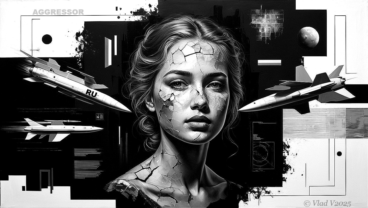 Black-and-white portrait highlighting vulnerability and chaos