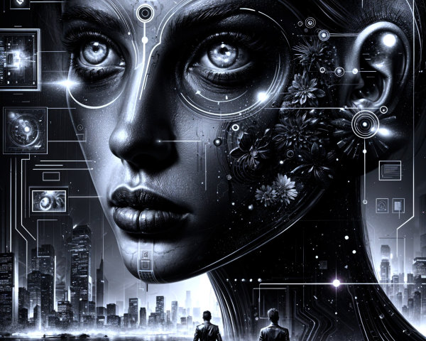 Monochromatic Digital Illustration of a Female Profile