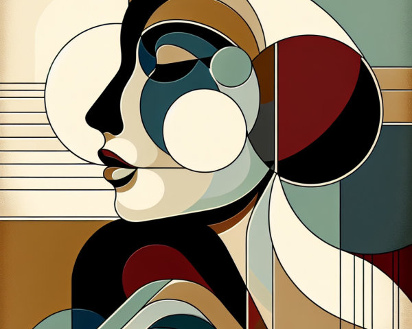 Abstract Profile of a Woman with Geometric Shapes