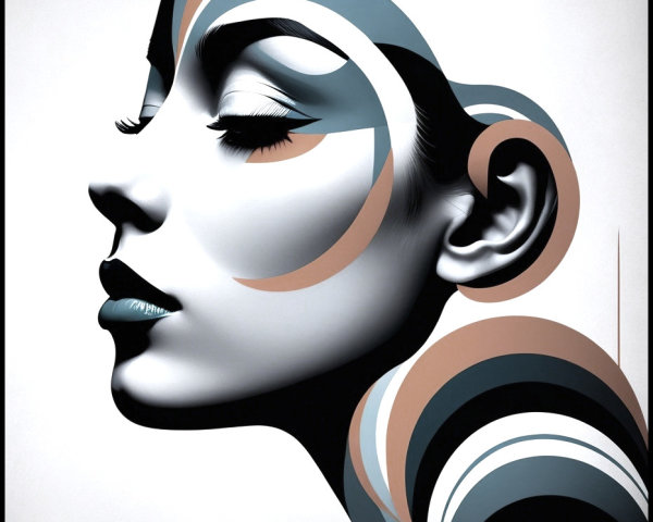 Stylized Profile of a Woman's Serene Face in Color