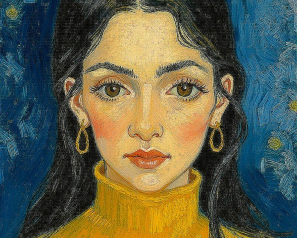 Portrait of a Young Woman in Yellow Turtleneck