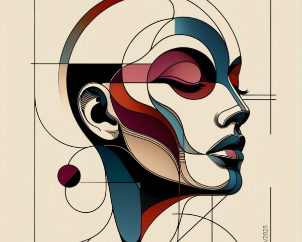 Stylized Female Profile Illustration with Bold Colors
