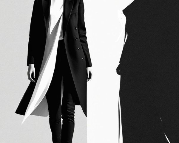 Stylish Woman in Black and White Fashion Scene