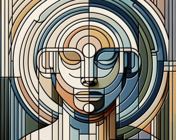Abstract Geometric Artwork of a Stylized Face