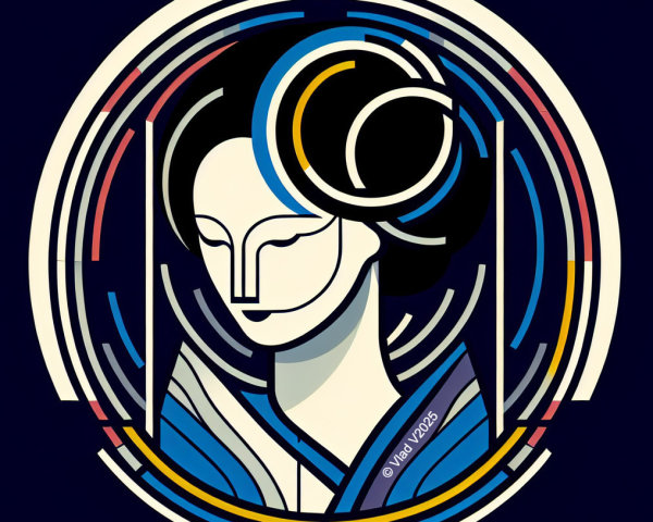 Abstract Woman's Face with Bold Lines and Colors