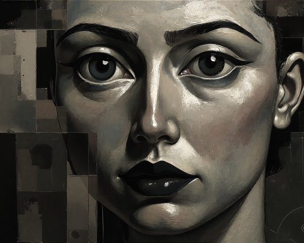 Monochrome Digital Painting of a Woman's Face