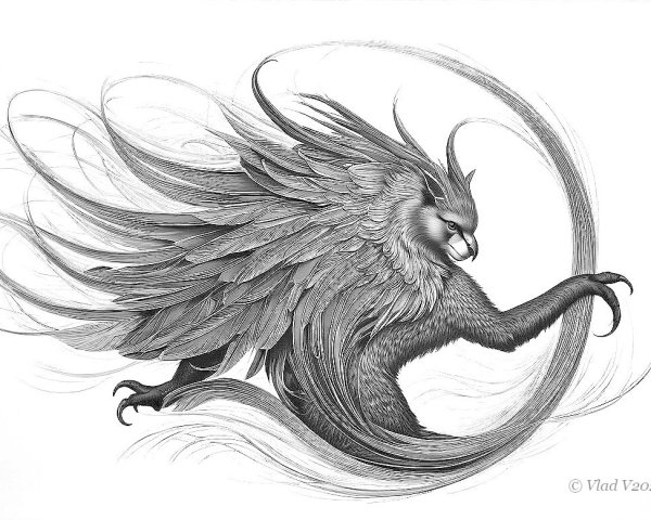 Majestic Griffin Creature with Feather Details and Wings