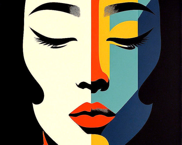 Stylized Geometric Portrait of a Woman's Face