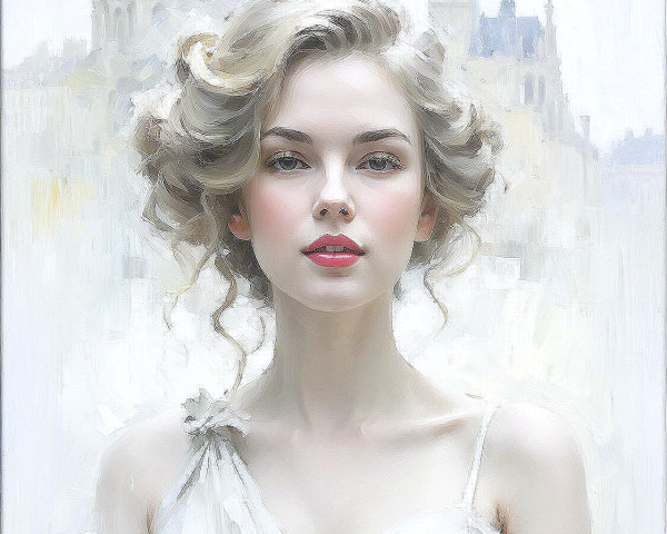 Portrait of a Young Woman in a Historic Cityscape
