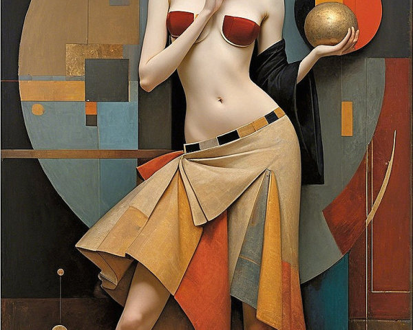 Woman in Bold Outfit Against Geometric Background