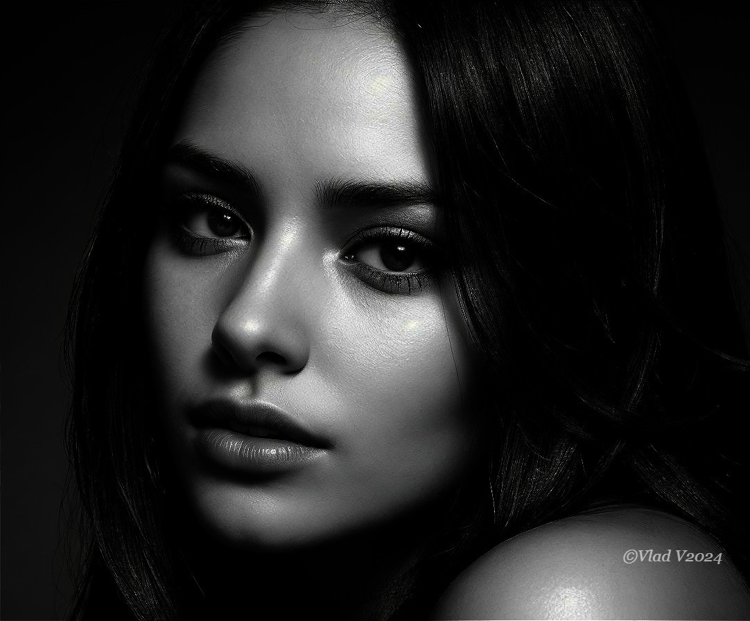 Black and White Portrait of a Young Woman's Elegance