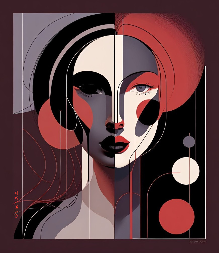 Abstract Portrait of a Woman in Bold Colors