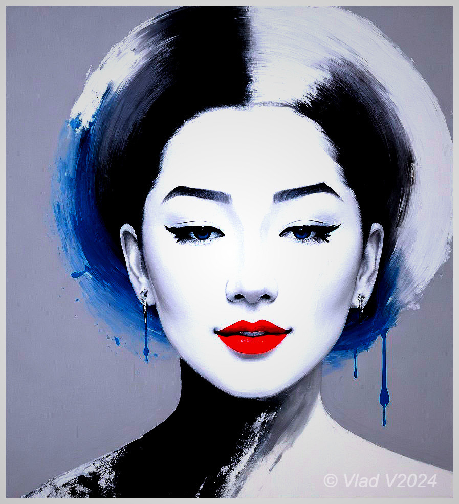 Portrait of a Woman with Divided Color Scheme