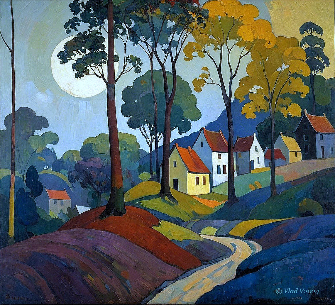 Serene Landscape with Winding River and Autumn Colors