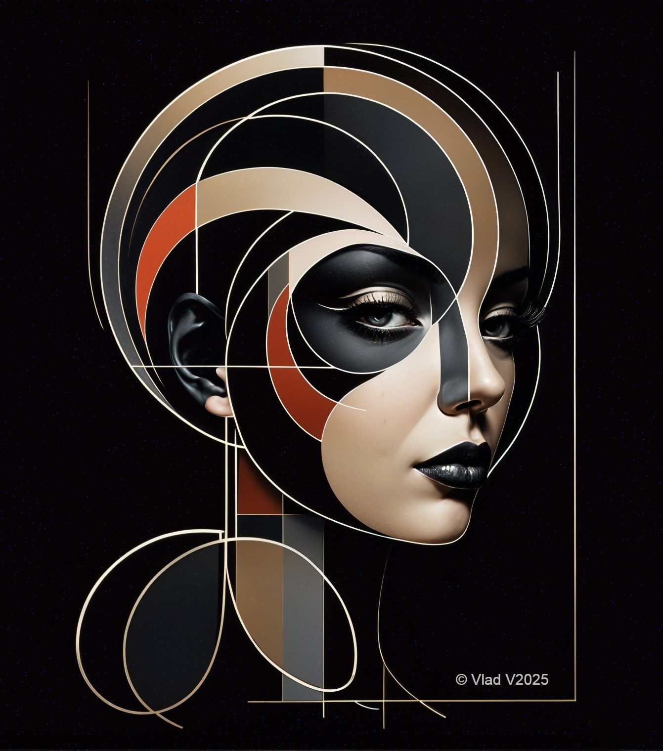 Geometric Portrait of a Woman in Bold Colors