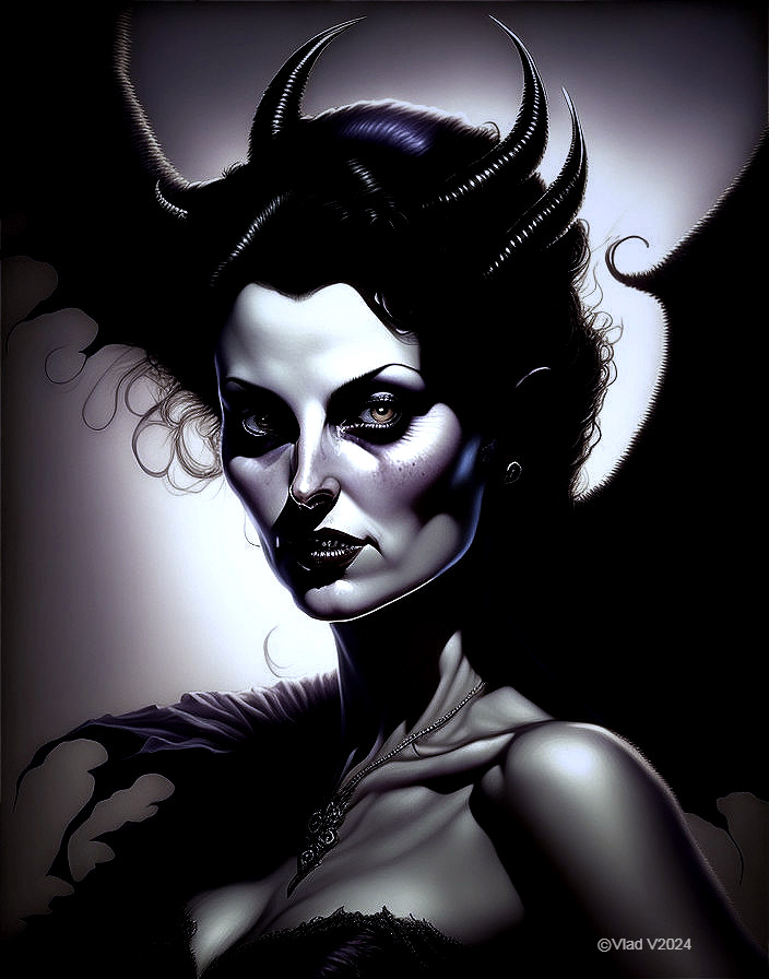 High-Contrast Portrait of a Mythical Dark Figure