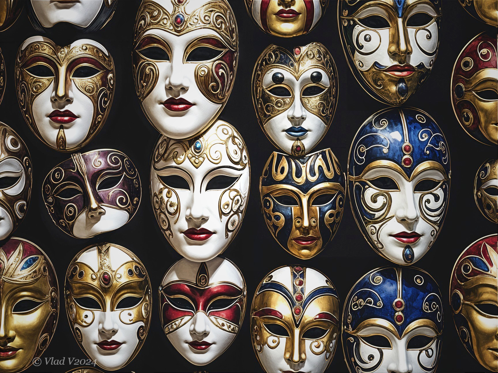 Intricate Colorful Masks with Diverse Designs and Styles