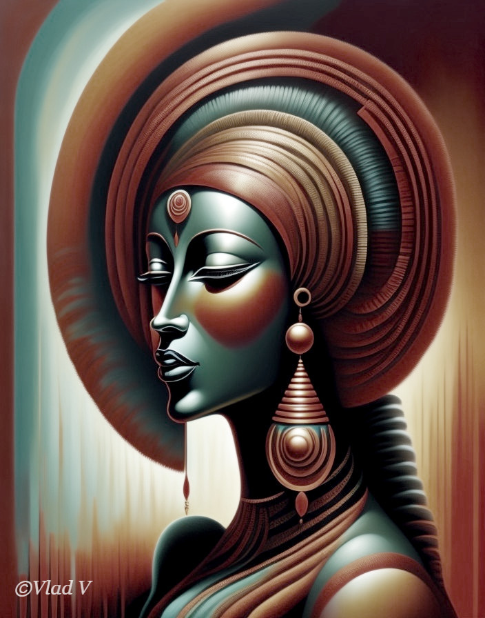 Stylized Portrait of a Woman with Elegant Profile