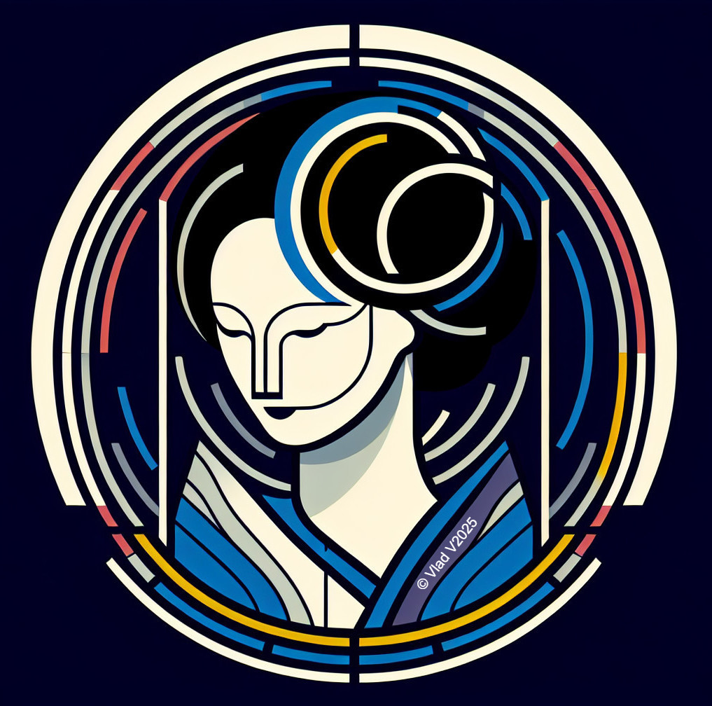 Abstract Woman's Face with Bold Lines and Colors