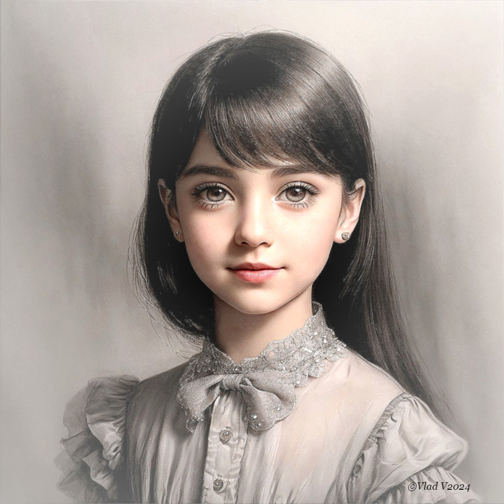 Portrait of a Young Girl with Expressive Features