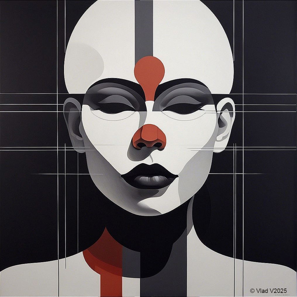 Stylized Abstract Face with Geometric Patterns