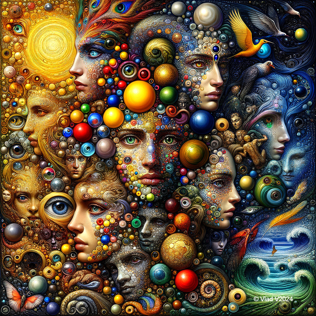 Vibrant Collage of Human Faces and Nature Elements