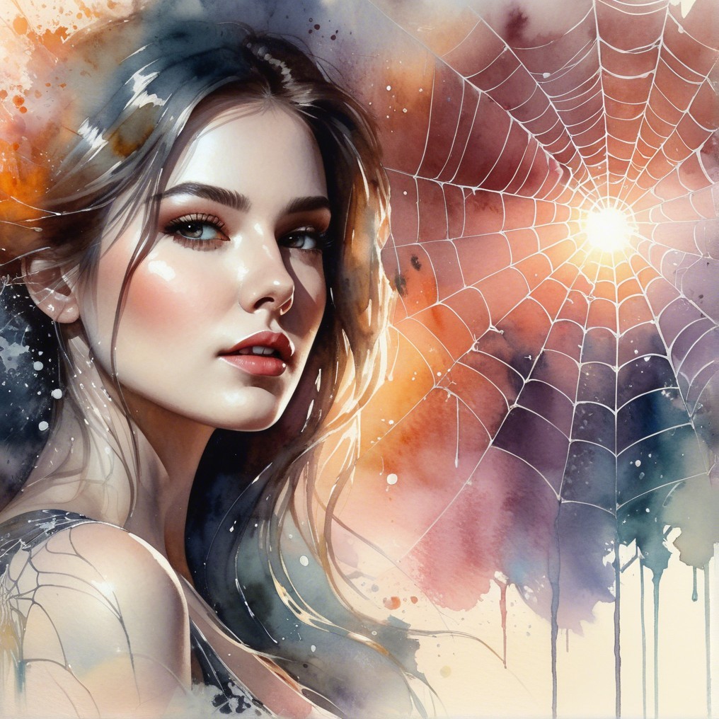 Portrait of a Young Woman with Abstract Watercolor Background