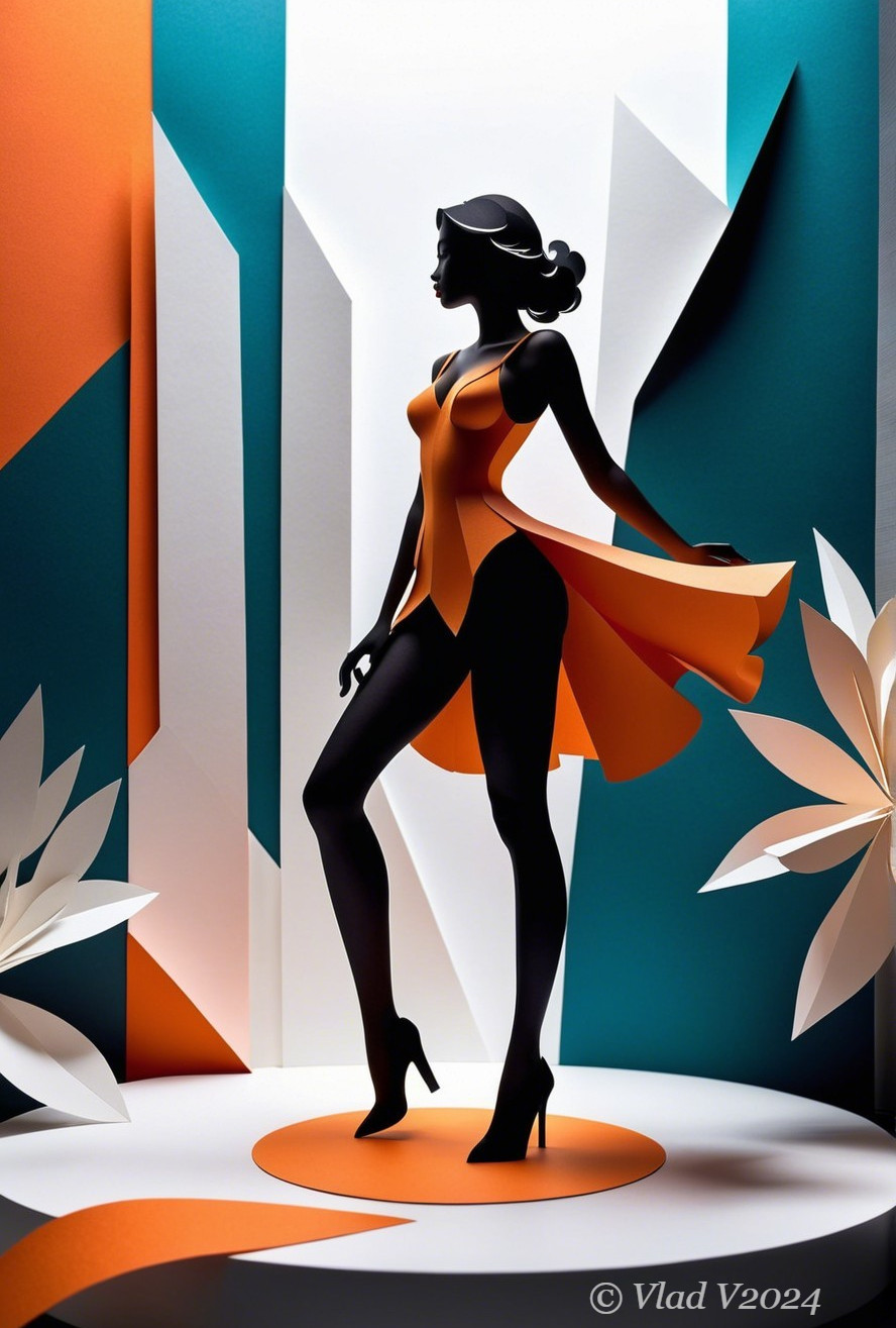 Paper Cut-Out Design of Woman in Stylish Dress