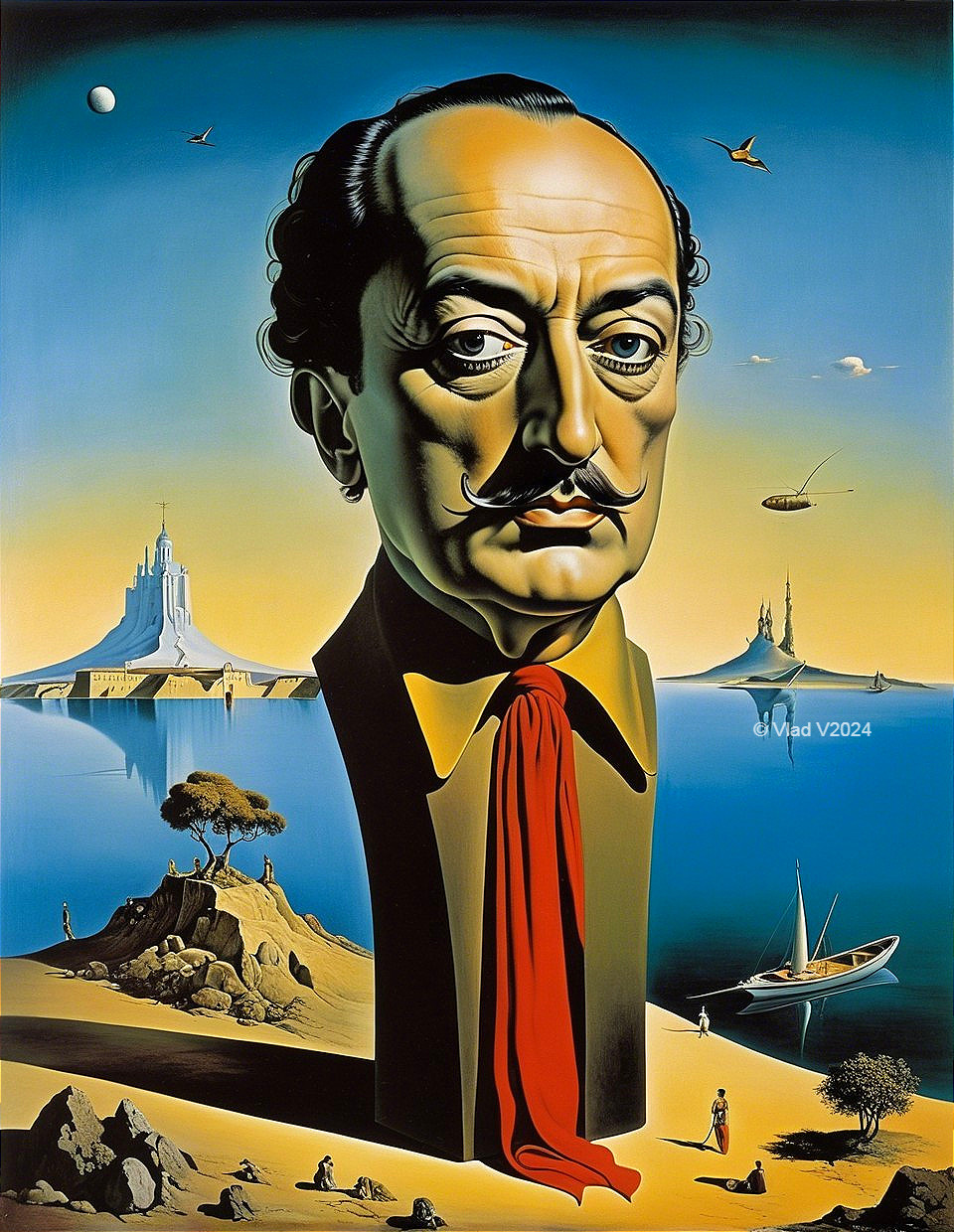 Surreal Portrait of a Man in a Dreamlike Landscape