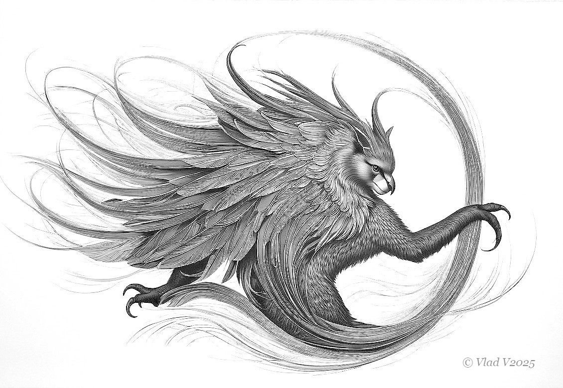 Majestic Griffin Creature with Feather Details and Wings