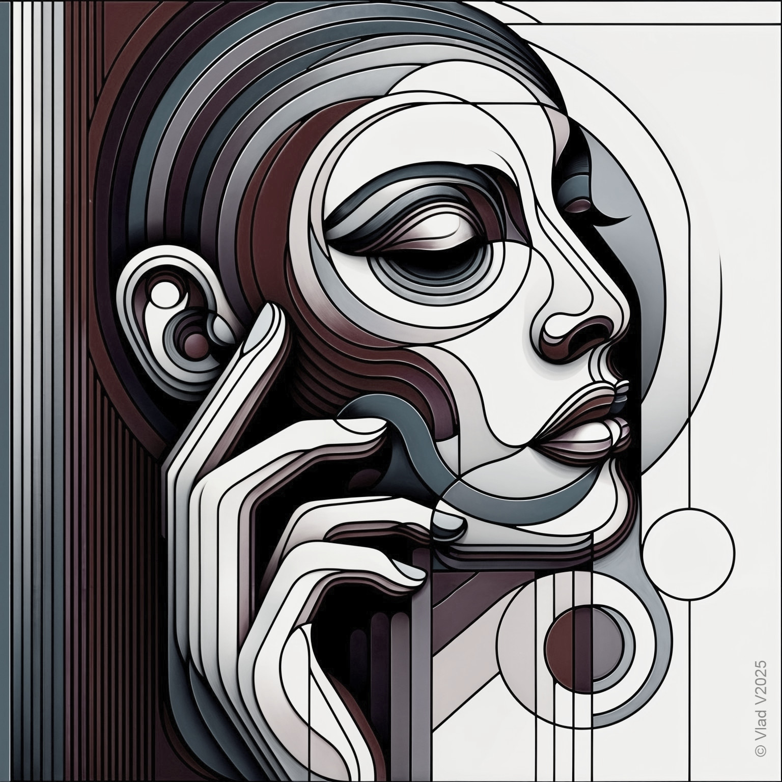 Abstract Portrait of a Woman with Flowing Lines