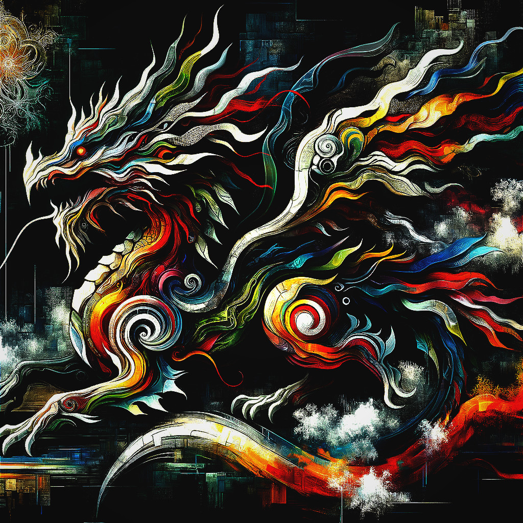 Colorful Digital Artwork of a Fantastical Dragon