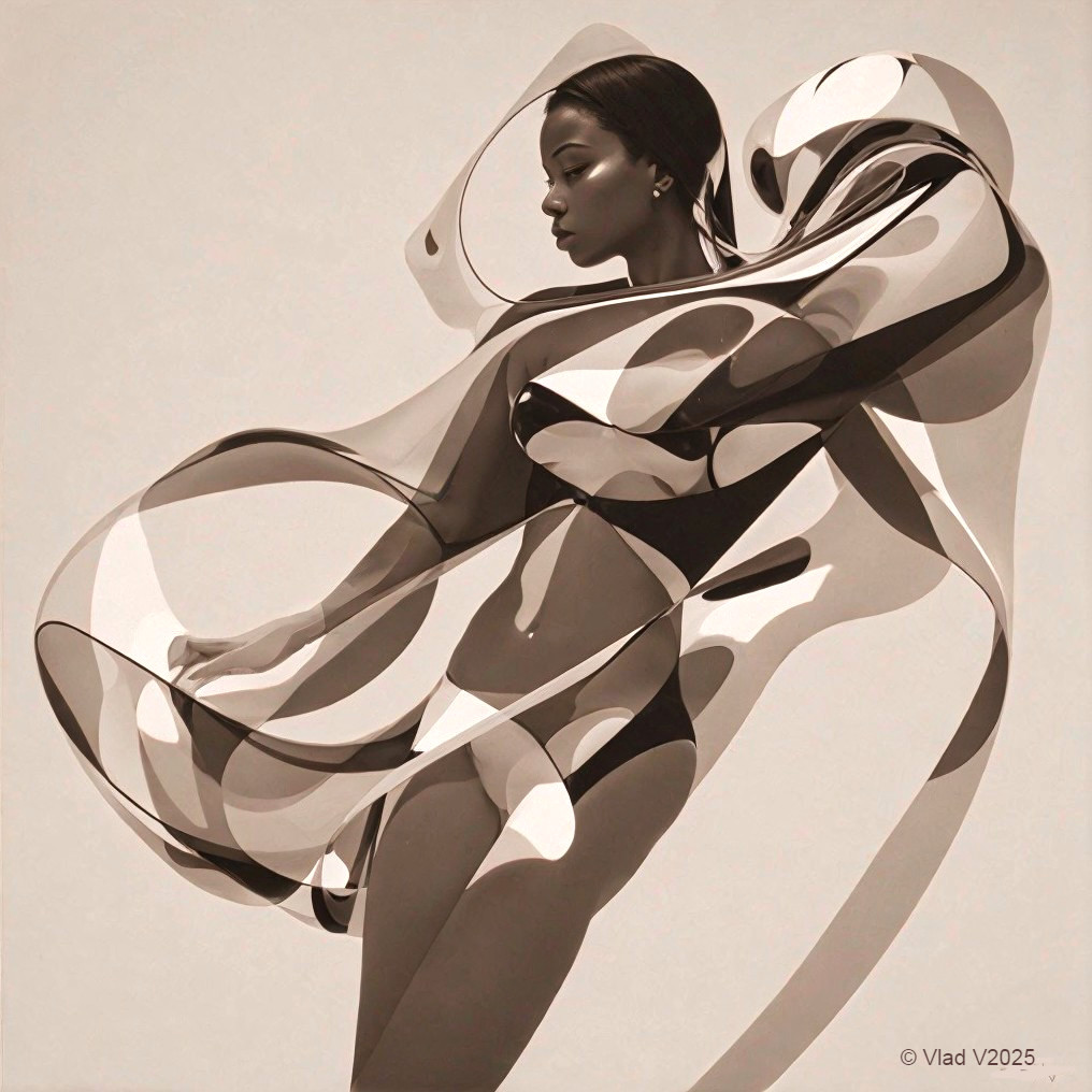 Abstract Figure of Woman in Flowing Shapes