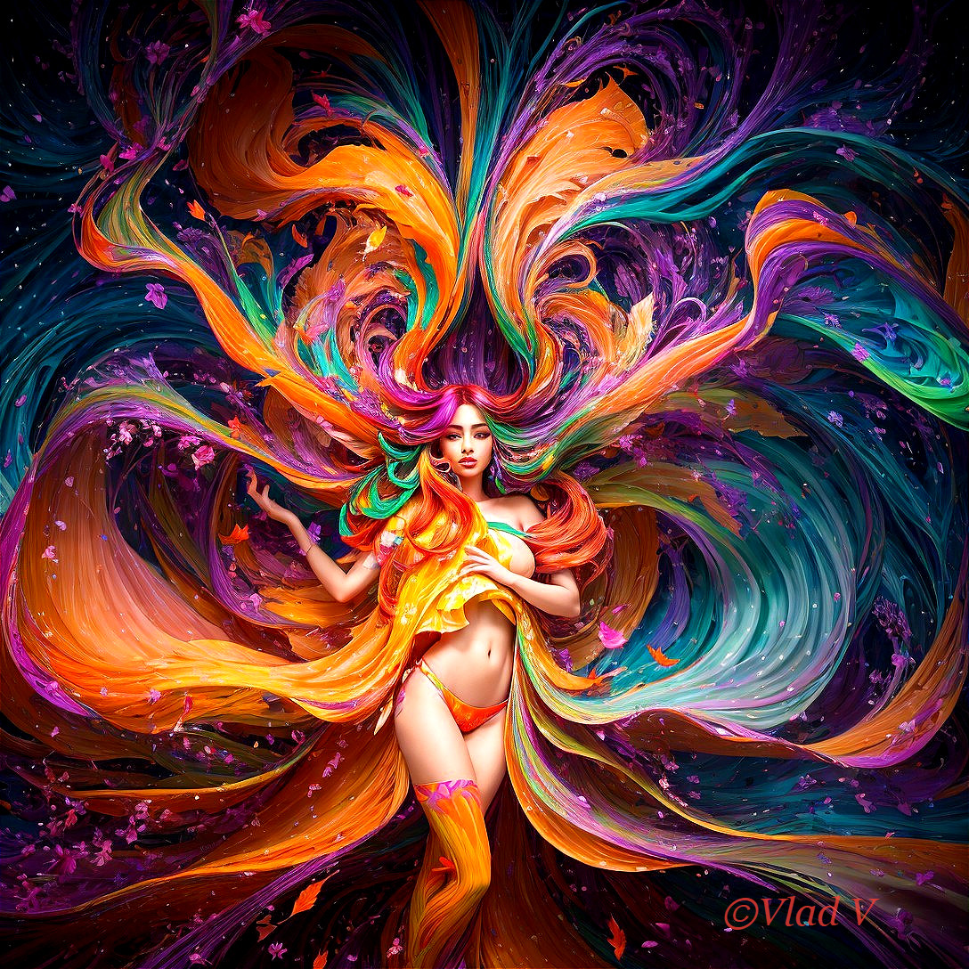 Vibrant Figure in Colorful Artistic Fusion