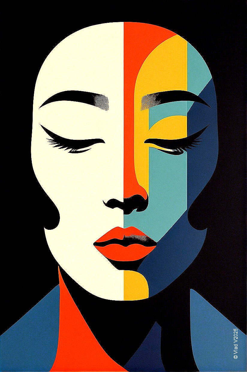 Stylized Geometric Portrait of a Woman's Face