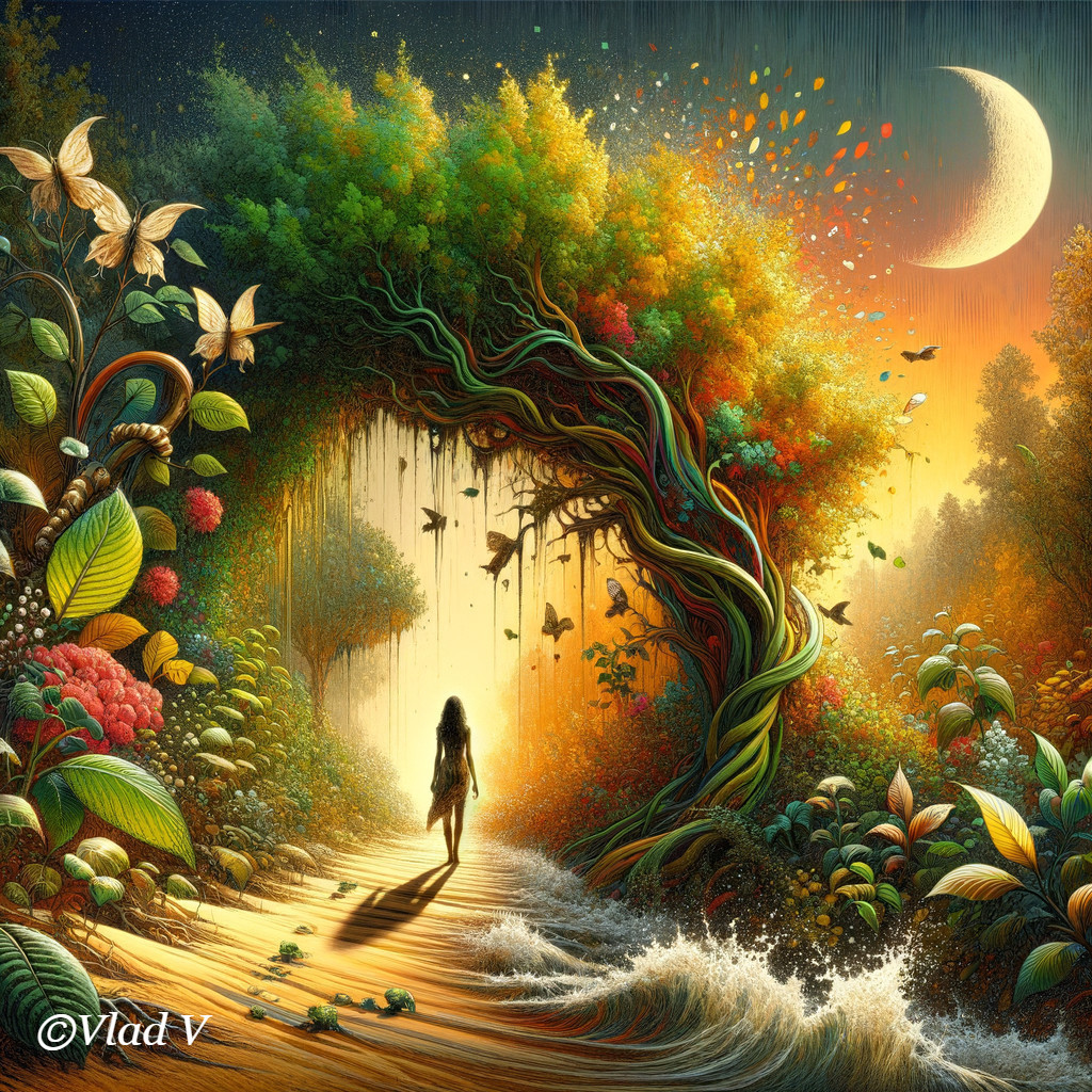 Landscape with Figure on Sandy Path and Twilight Sky