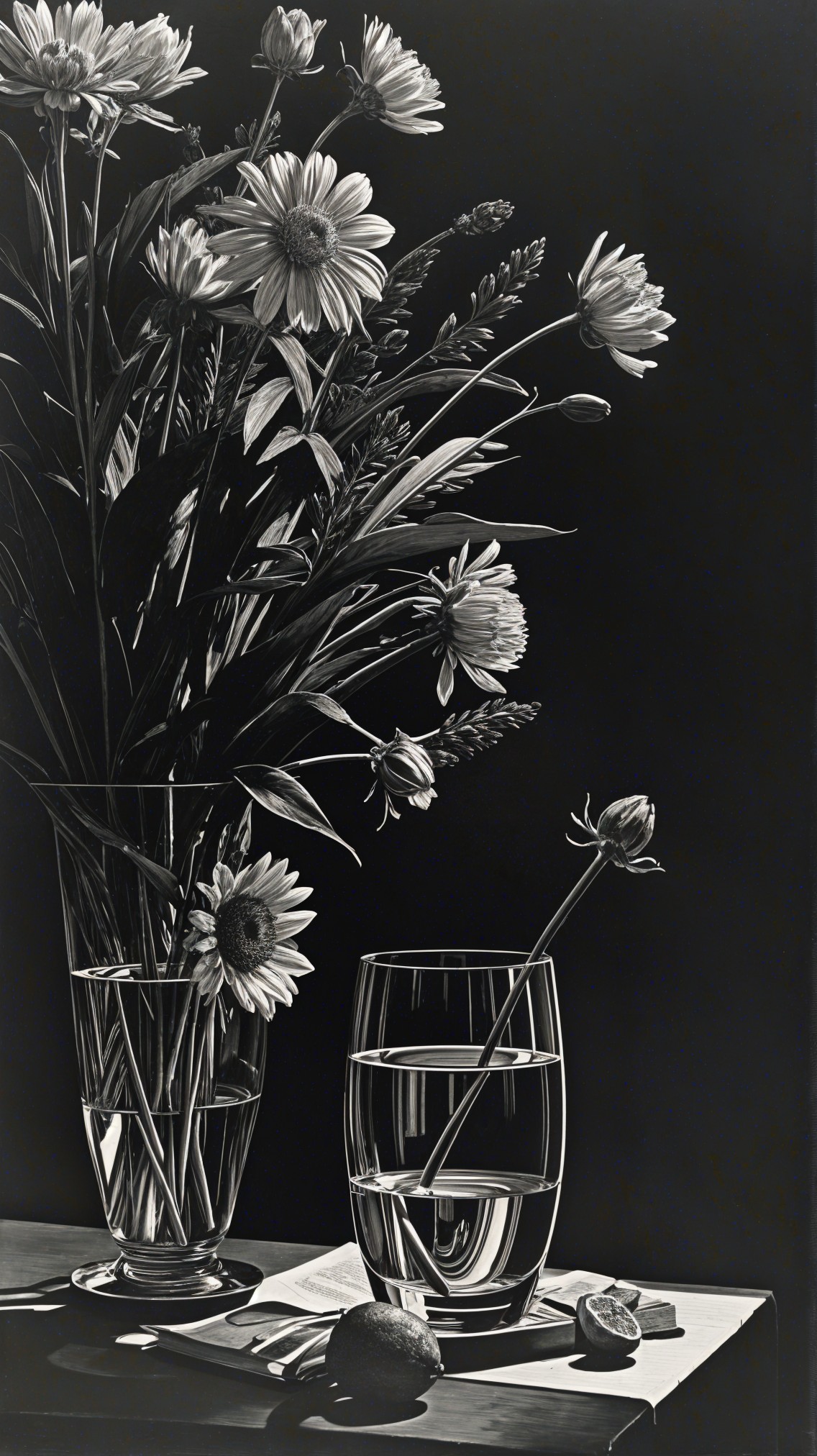 Monochromatic Still Life with Vase and Flowers