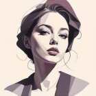 Stylized Portrait of a Young Woman with Elegant Features
