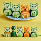 Colorful Fruit and Vegetable Cat Characters Display