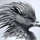 Monochromatic Illustration of a Majestic Eagle's Head