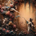 Ethereal Figures in a Whimsical Enchanted Forest