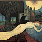 Serene Night Scene with Reclining Nude Woman