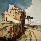 Modernist White Building on Rocky Cliff Landscape